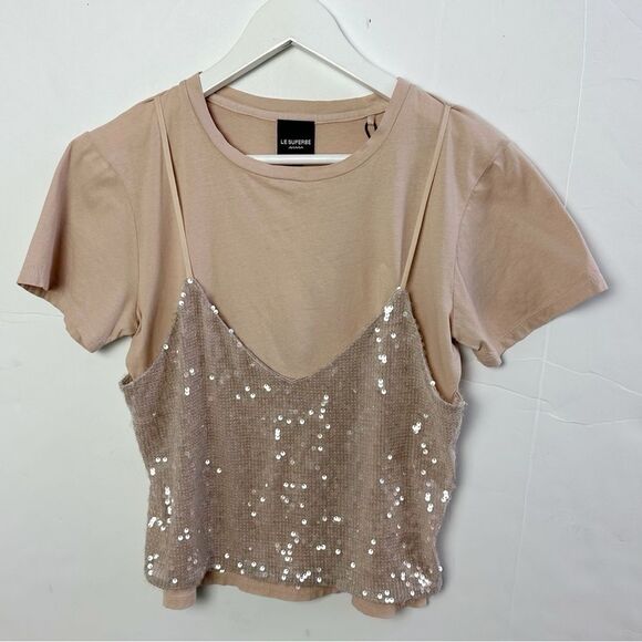 NWT Le Superbe Birdie Sequin Tee Size Large - Picture 7 of 9